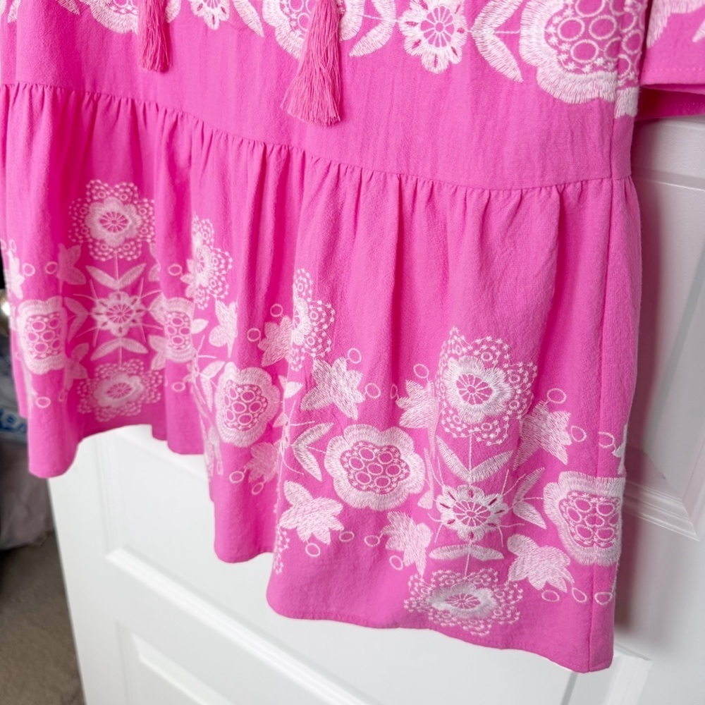 Tyler Boe Holly Embroidered Cotton Skimmer Dress in Cheeky Pink Size S NWT - Picture 6 of 16